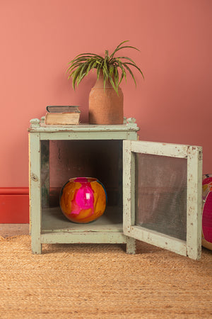 Pale Turquoise Vintage Jali Side Cabinet
