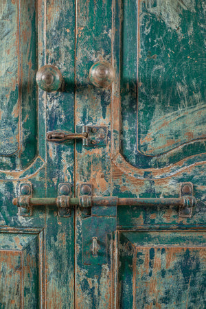 Vintage Dark Green Wooden Almirah