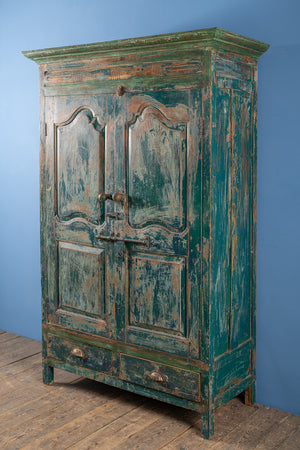 Vintage Dark Green Wooden Almirah