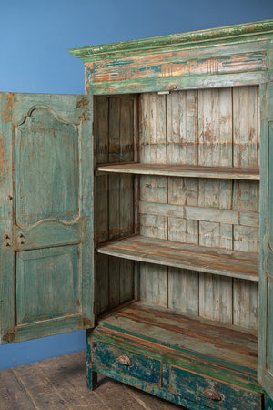Vintage Dark Green Wooden Almirah