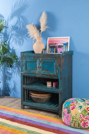 Vintage Blue Cupboard with Shelves