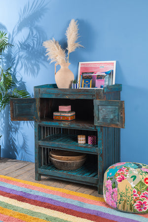 Vintage Blue Cupboard with Shelves