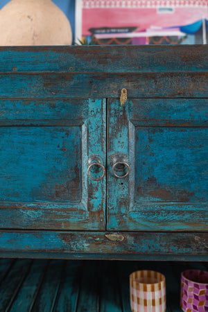 Vintage Blue Cupboard with Shelves