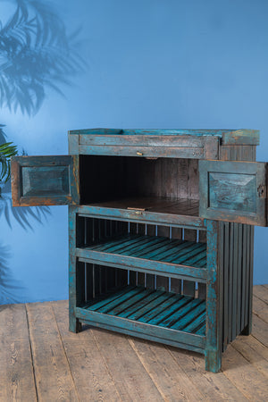 Vintage Blue Cupboard with Shelves
