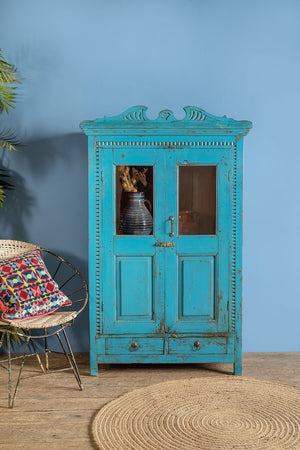 Vintage Blue Glazed Almirah