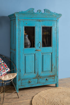 Vintage Blue Glazed Almirah