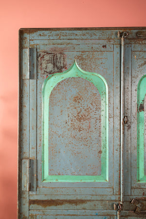 Vintage Grey & Green Metal Cupboard