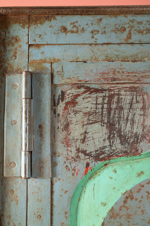 Vintage Grey & Green Metal Cupboard