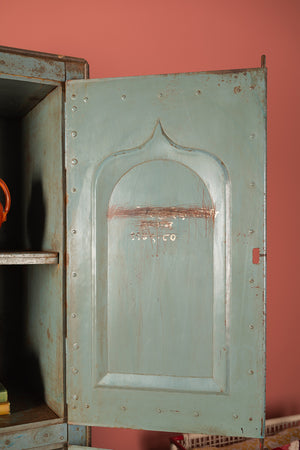 Vintage Grey & Green Metal Cupboard
