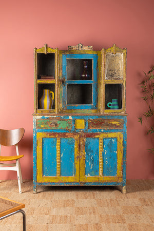 Vintage Blue & Yellow Dresser