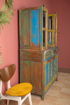 Vintage Blue & Yellow Dresser