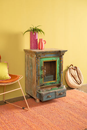 Blue & Green Vintage Side Cabinet