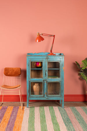 Light Blue Vintage Display Cabinet