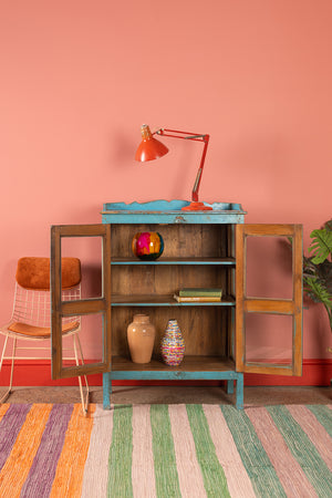 Light Blue Vintage Display Cabinet