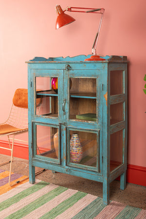 Light Blue Vintage Display Cabinet