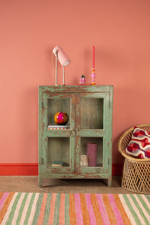 Vintage Sage Green Display Cabinet