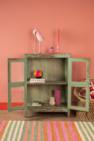 Vintage Sage Green Display Cabinet