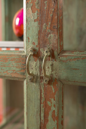 Vintage Sage Green Display Cabinet