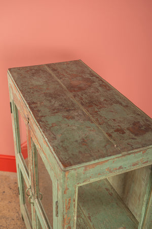 Vintage Sage Green Display Cabinet