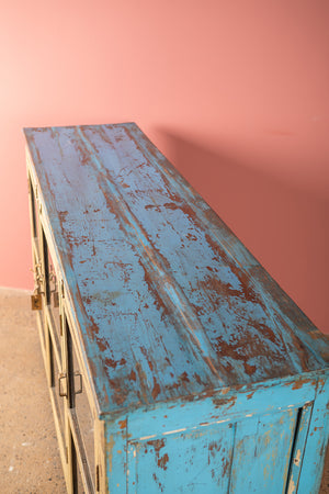 Vintage Blue & Yellow Sideboard