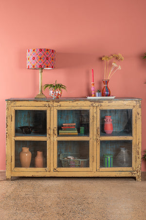 Vintage Blue & Yellow Sideboard