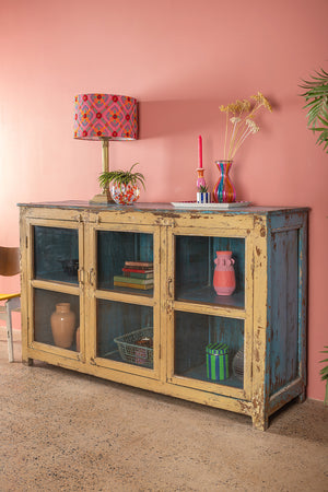 Vintage Blue & Yellow Sideboard