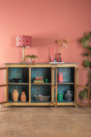 Vintage Blue & Yellow Sideboard