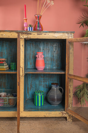 Vintage Blue & Yellow Sideboard