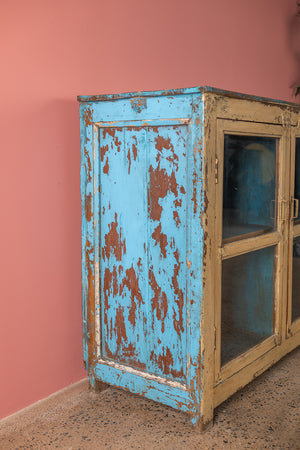 Vintage Blue & Yellow Sideboard