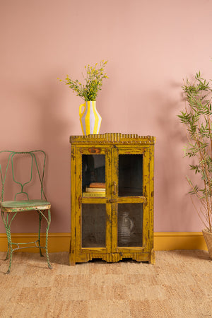 Vintage Yellow Wooden Cabinet
