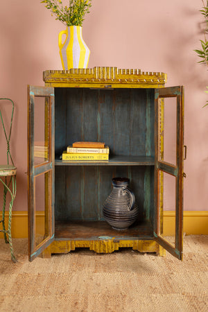 Vintage Yellow Wooden Cabinet