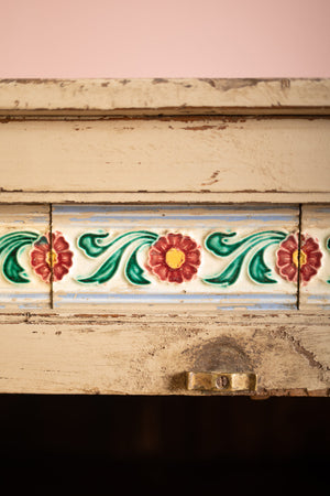 Vintage Cream Sideboard with Tiles
