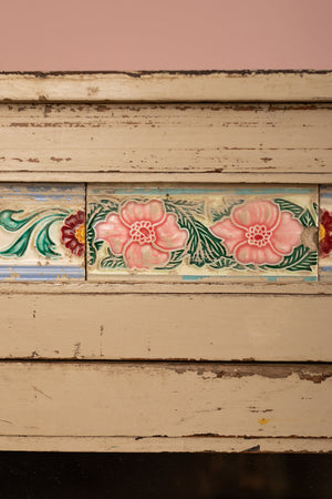 Vintage Cream Sideboard with Tiles