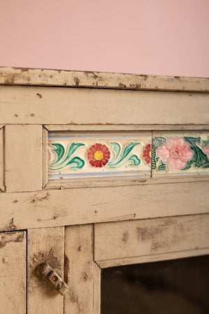 Vintage Cream Sideboard with Tiles