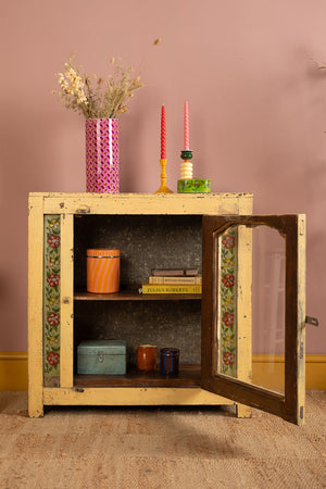 Cream Vintage Wooden Display Cabinet