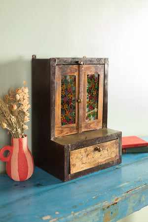 Vintage Metal Temple Side Cabinet