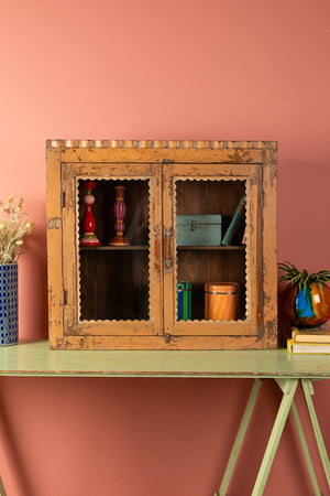 Vintage Yellow Wall Cabinet