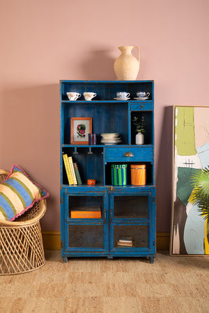Bright Blue Vintage Shelving Unit