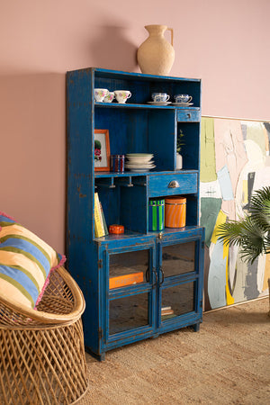 Bright Blue Vintage Shelving Unit