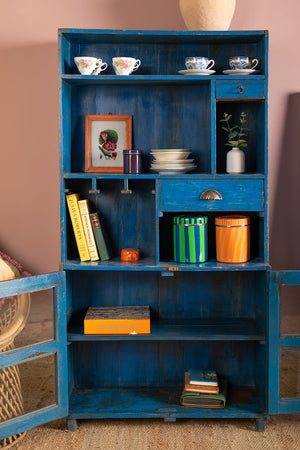 Bright Blue Vintage Shelving Unit