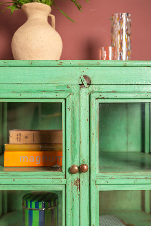 Peppermint Green Vintage Display Cabinet