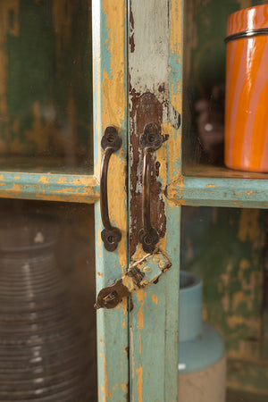 Vintage Pale Blue & Yellow Cabinet