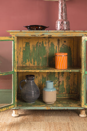Vintage Pale Blue & Yellow Cabinet