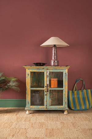 Vintage Pale Blue & Yellow Cabinet