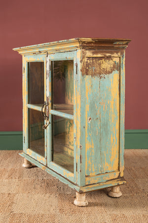 Vintage Pale Blue & Yellow Cabinet