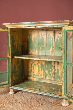 Vintage Pale Blue & Yellow Cabinet