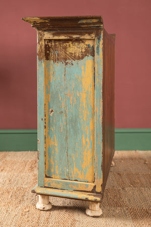 Vintage Pale Blue & Yellow Cabinet