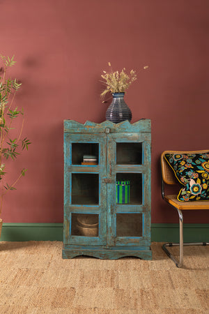 Vintage Blue Wooden Cabinet