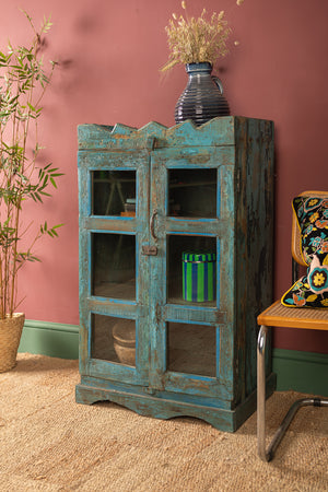 Vintage Blue Wooden Cabinet