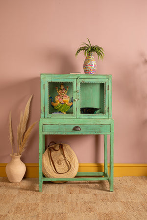 Light Green Vintage Display Cabinet